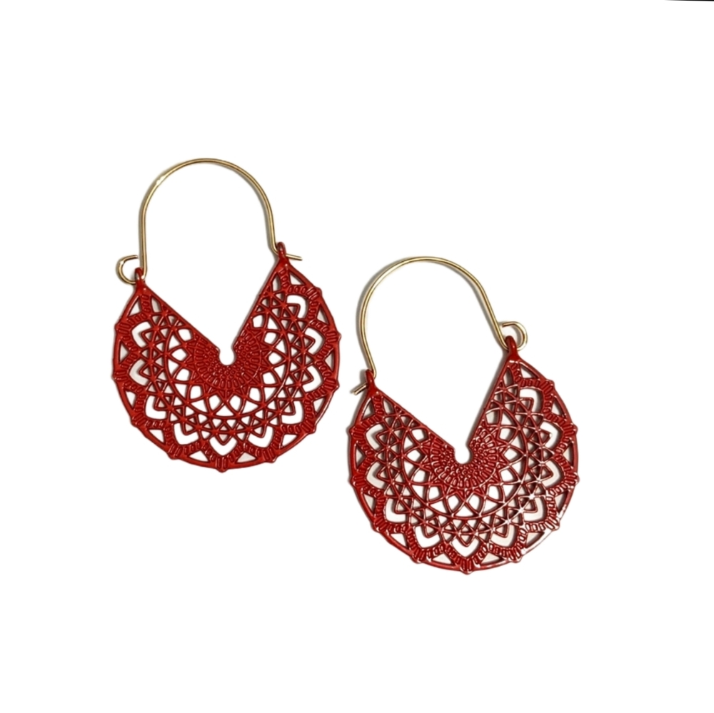 Lace Fan hoop earrings
